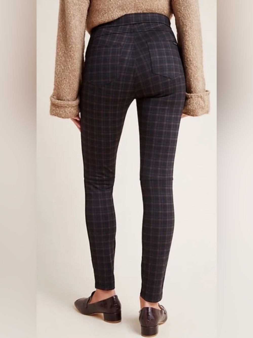 Sanctuary x Anthropologie Brown Plaid Skinny Ponte Pants Grunge Punk Preppy